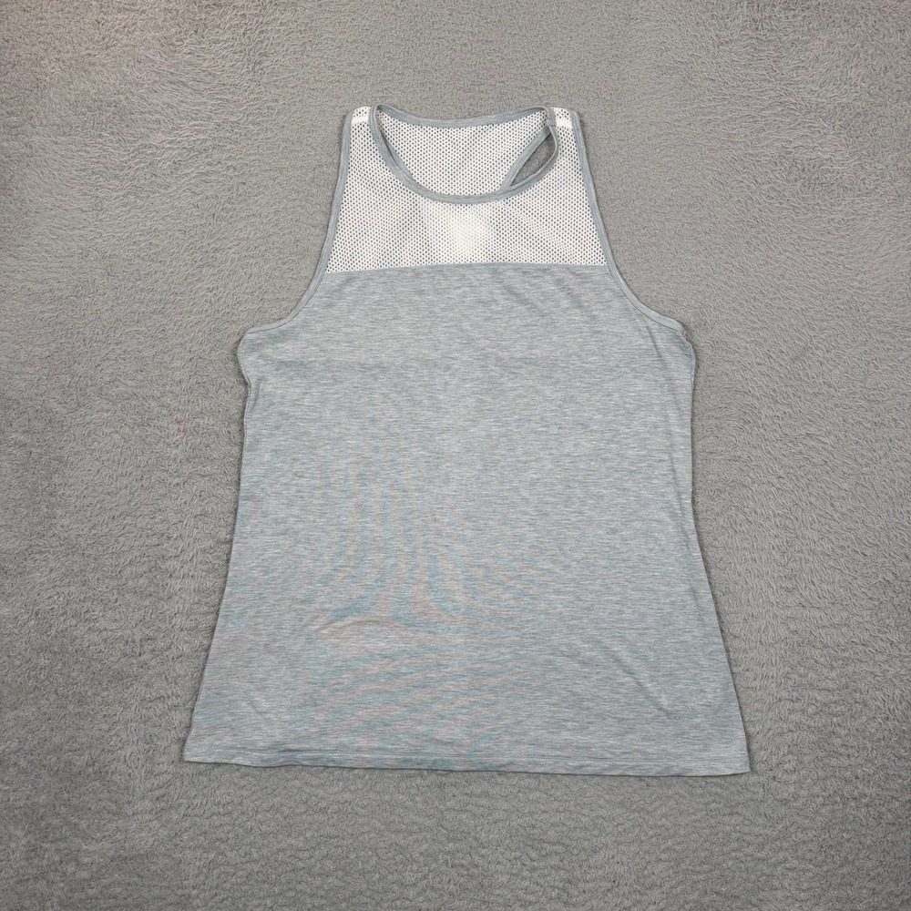 Athleta Women Gray Heathered Mesh Racerback Activewear Tank Top Size M